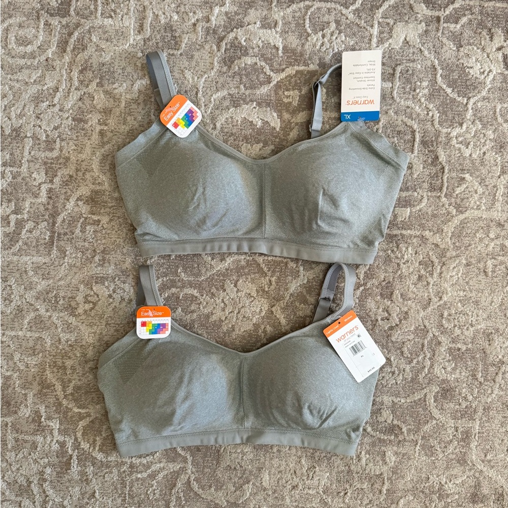 Two Warners Light Grey Easy Does It Bras XL